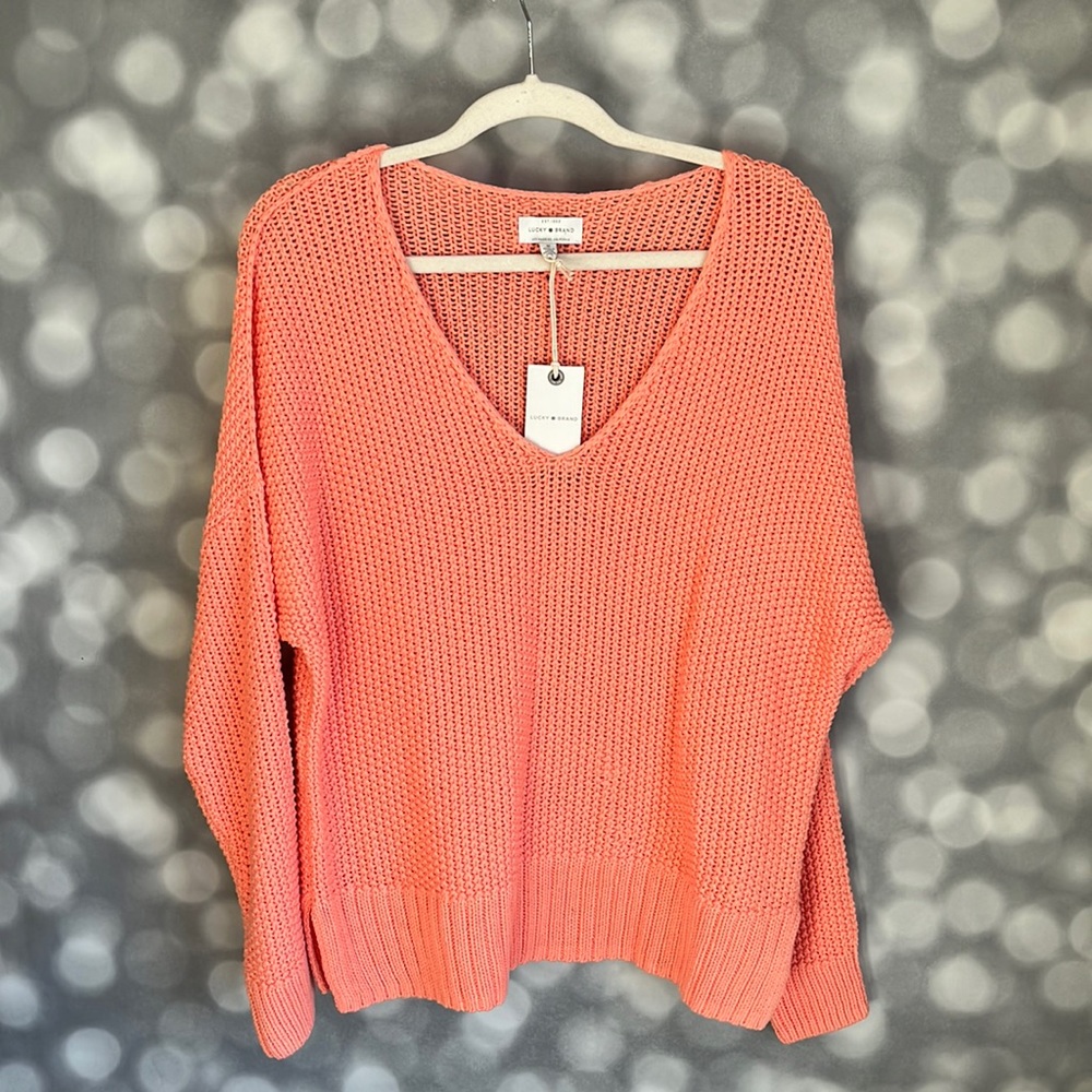 Lucky Brand Coral V-Neck Sweater